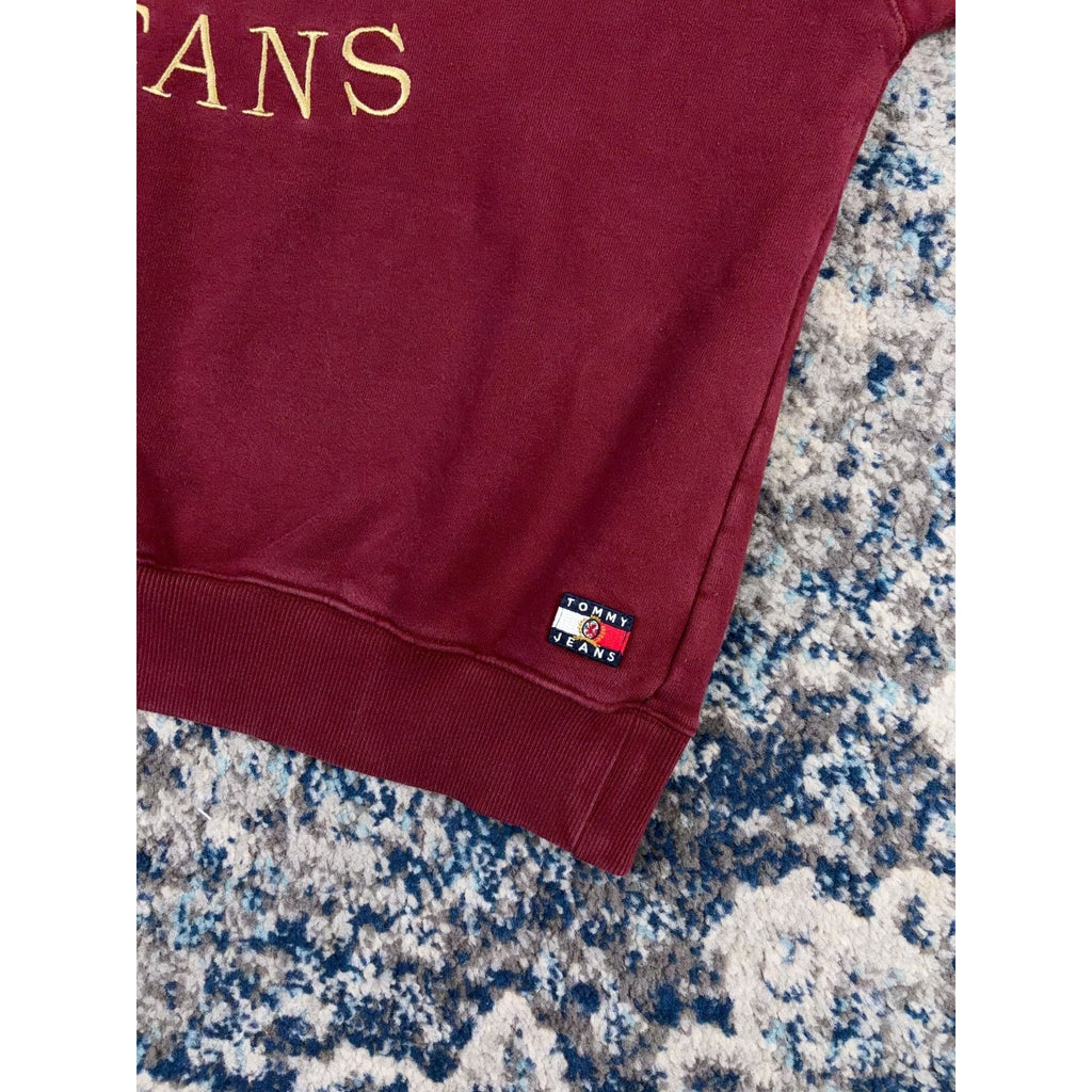 Vintage Tommy Hilfiger Jeans Embroidered Crest Spellout Sweatshirt Size Medium