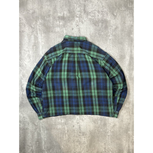 Vintage 90s American Eagle Plaid Reworked Cropped Button Up Shirt Size XL