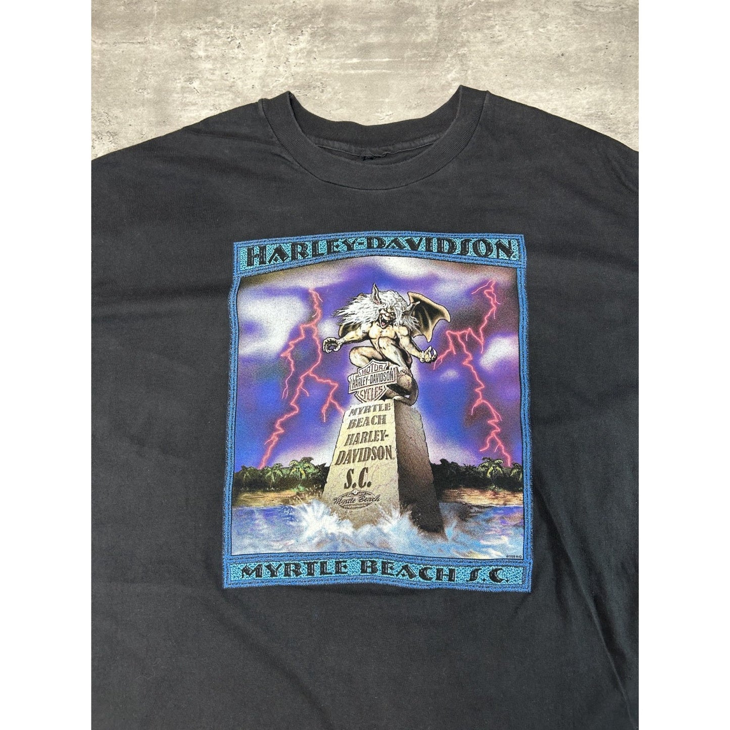 Vintage 1999 Harley Davidson Myrtle Beach Gargoyle Graphic T-Shirt Size XL