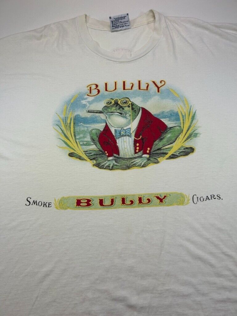 Vintage 90s Bully Cigars Bullfrog Graphic T-Shirt Size 3XL White