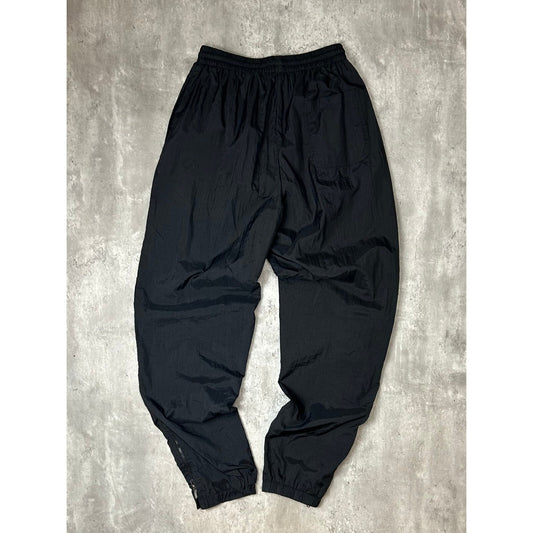 Vintage 90s Fila Tonal Embroidered Logo Nylon Track Pants Size XL Black