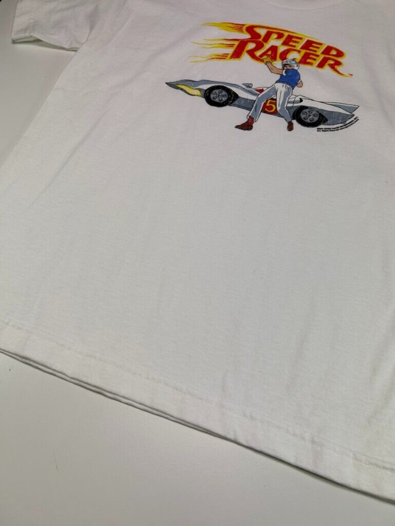 Vintage 2004 Speed Racer Anime Promo Spellout Graphic T-Shirt Size Small White