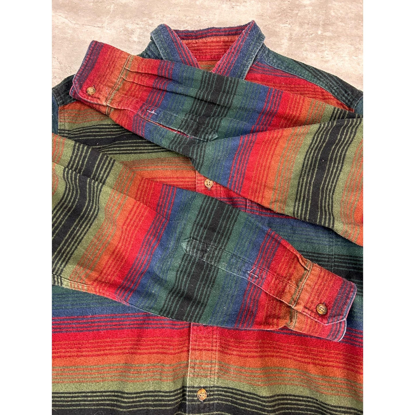 Vintage Woolrich Striped Flannel Long Sleeve Button Up Shirt Size Large