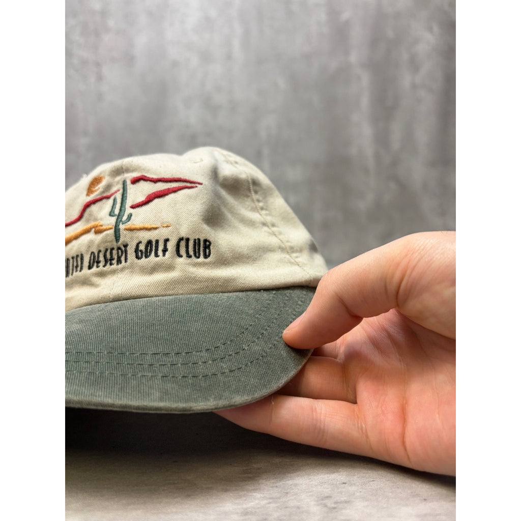 Vintage Painted Desert Golf Club Embroidered Spellout Logo Strapback Hat OSFA