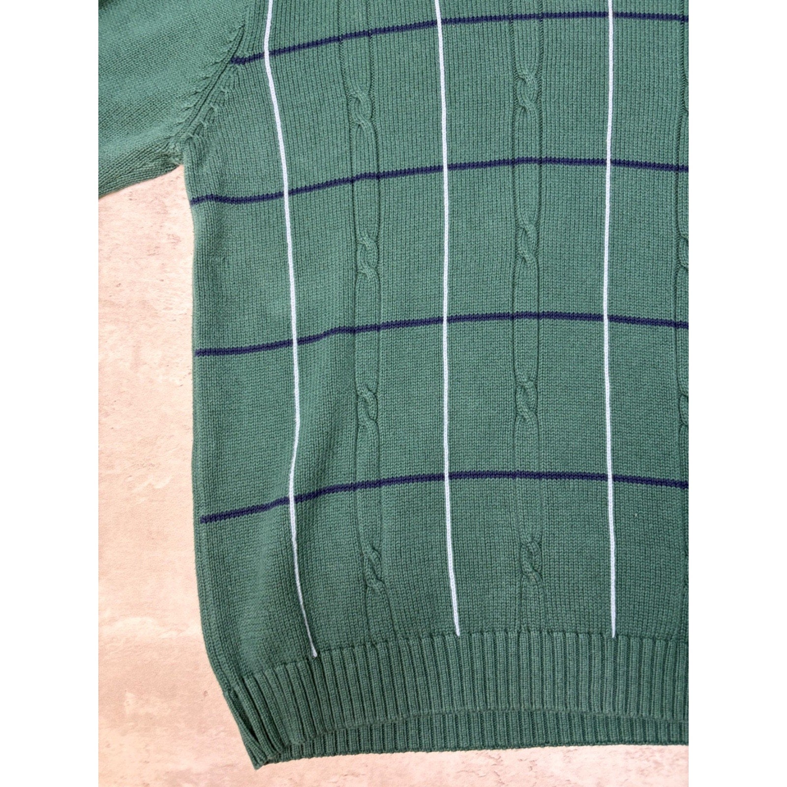 Vintage Haggar Geometric Checkered Pattern Textured Knit Sweater Size Large