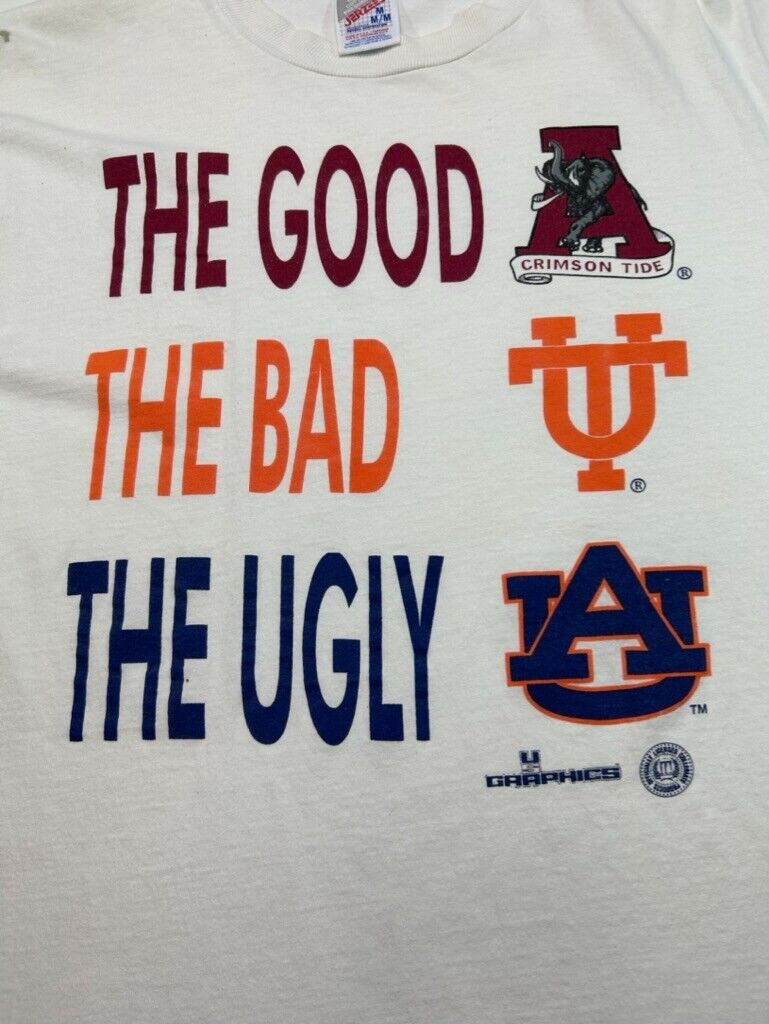 Vintage 90s NCAA Football The Good The Bad The Ugly Graphic T-Shirt Size Medium