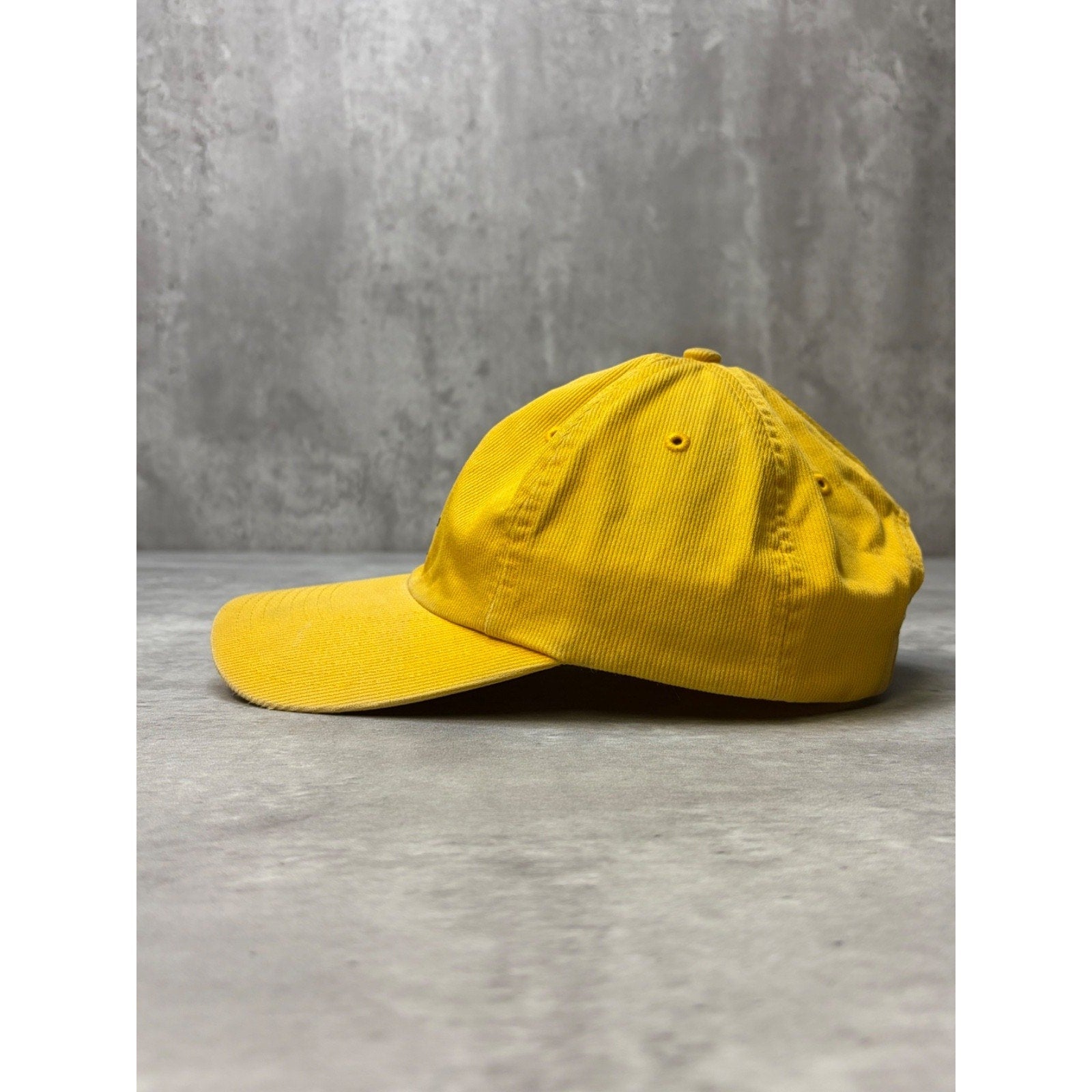 Vintage Nike Spellout Swoosh Star Logo Yellow Strapback Hat OSFA