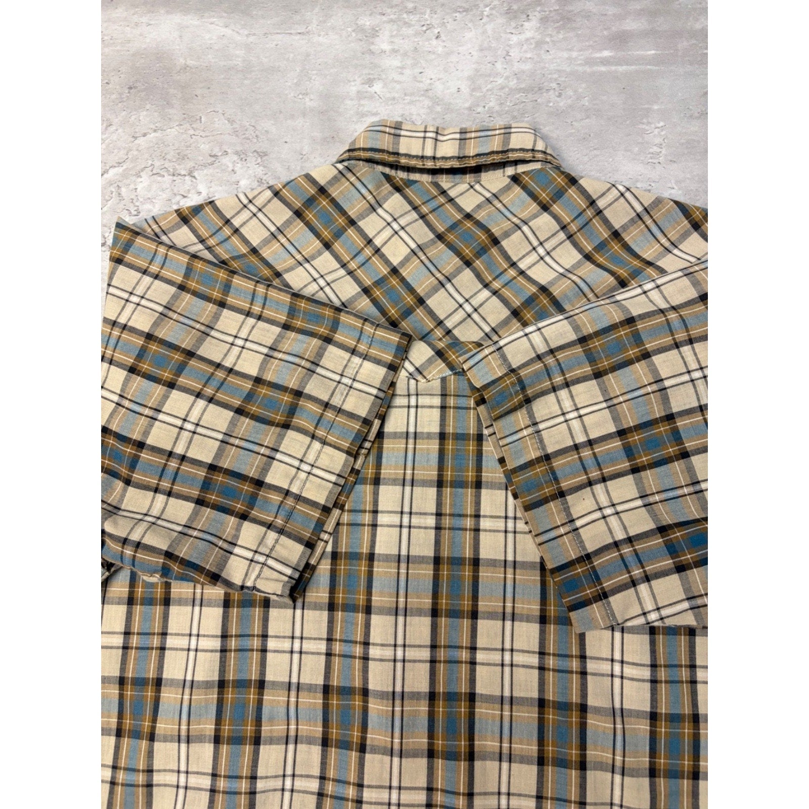 Vintage Canyon Guide Pearl Snap Plaid Cropped Button Up Shirt Size Medium
