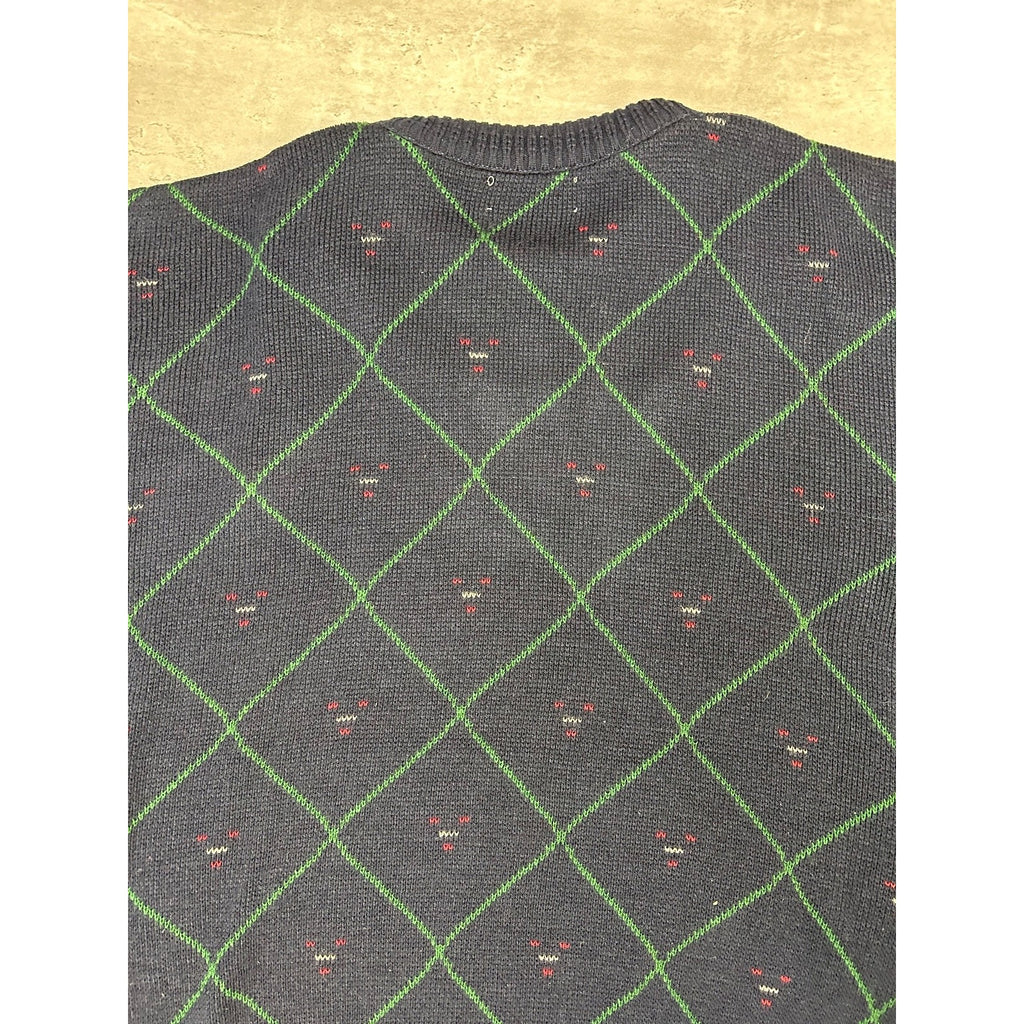 Vintage 90s Sutter & Grant Diamond Print Pullover Knit Sweater Size XL