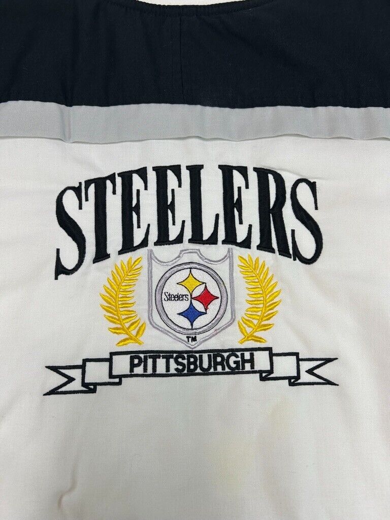 Vintage 90s Pittsburgh Steelers NFL Quilted Lined Graphic Sweatshirt Size Large