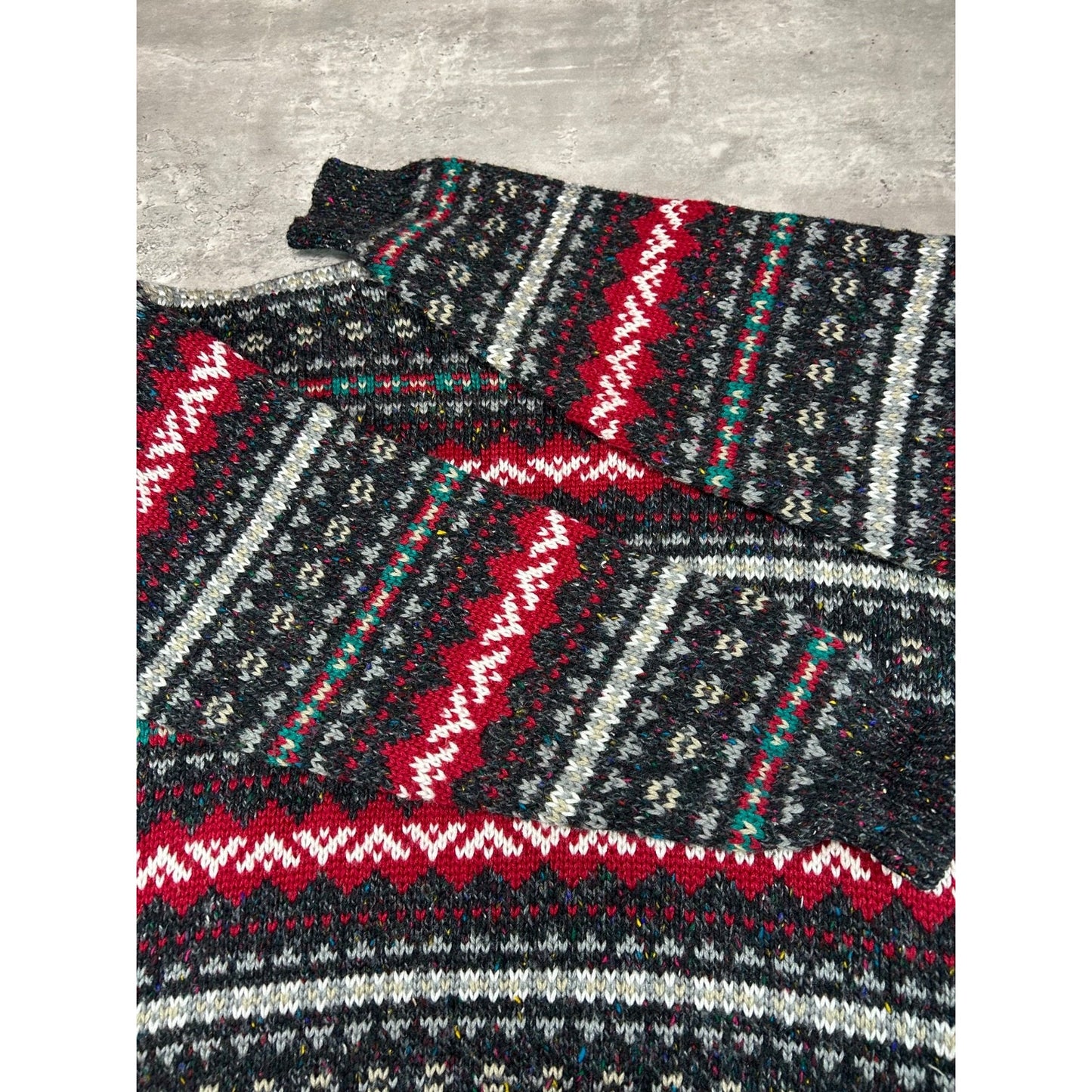 Vintage 90s Geometric Abstract Striped Pullover Ribbed Knit Sweater Size XL