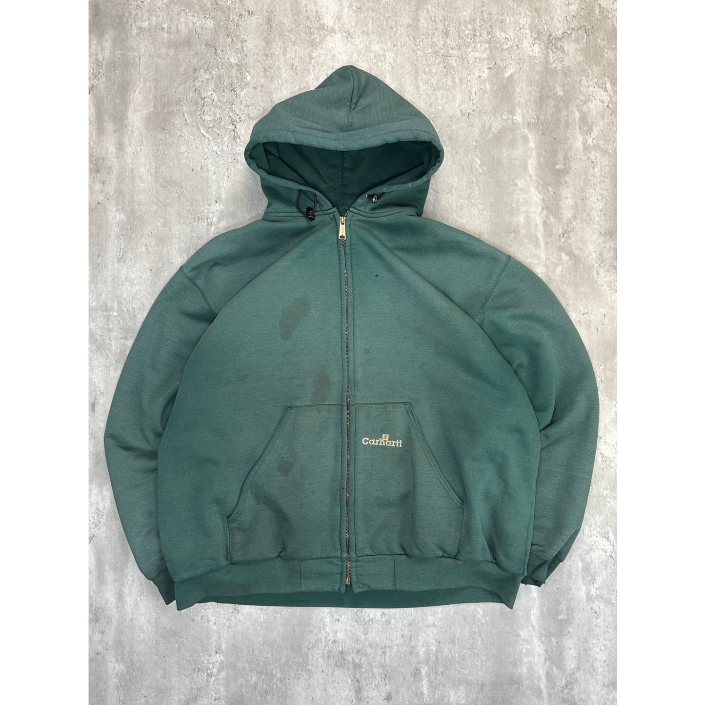 Vintage 90s Carhartt Embroidered Logo Thermal Lined Hooded Sweatshirt Size 2XL