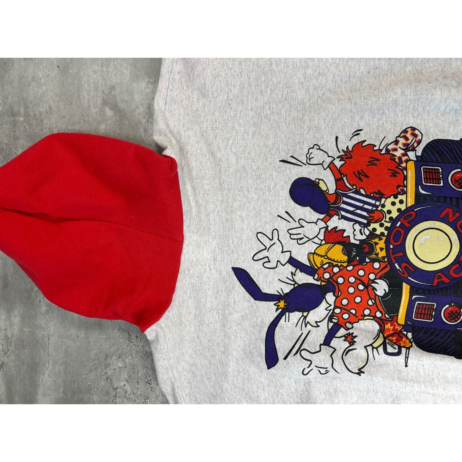 Vintage 1993 Cartoon Character Two Tone Pullover Hooded Sweatshirt Size Large