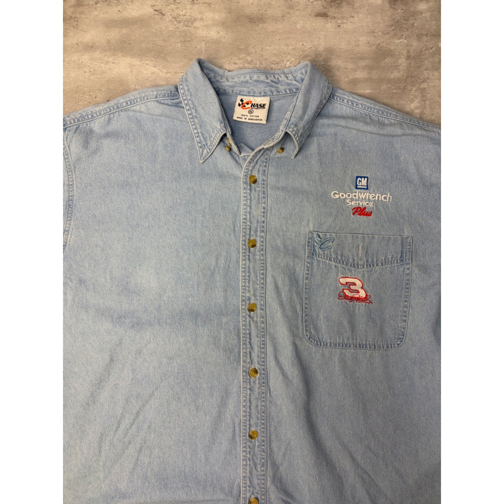 Vintage Dale Earnhardt #3 Nascar Embroidered Denim Button Up Shirt Size XL