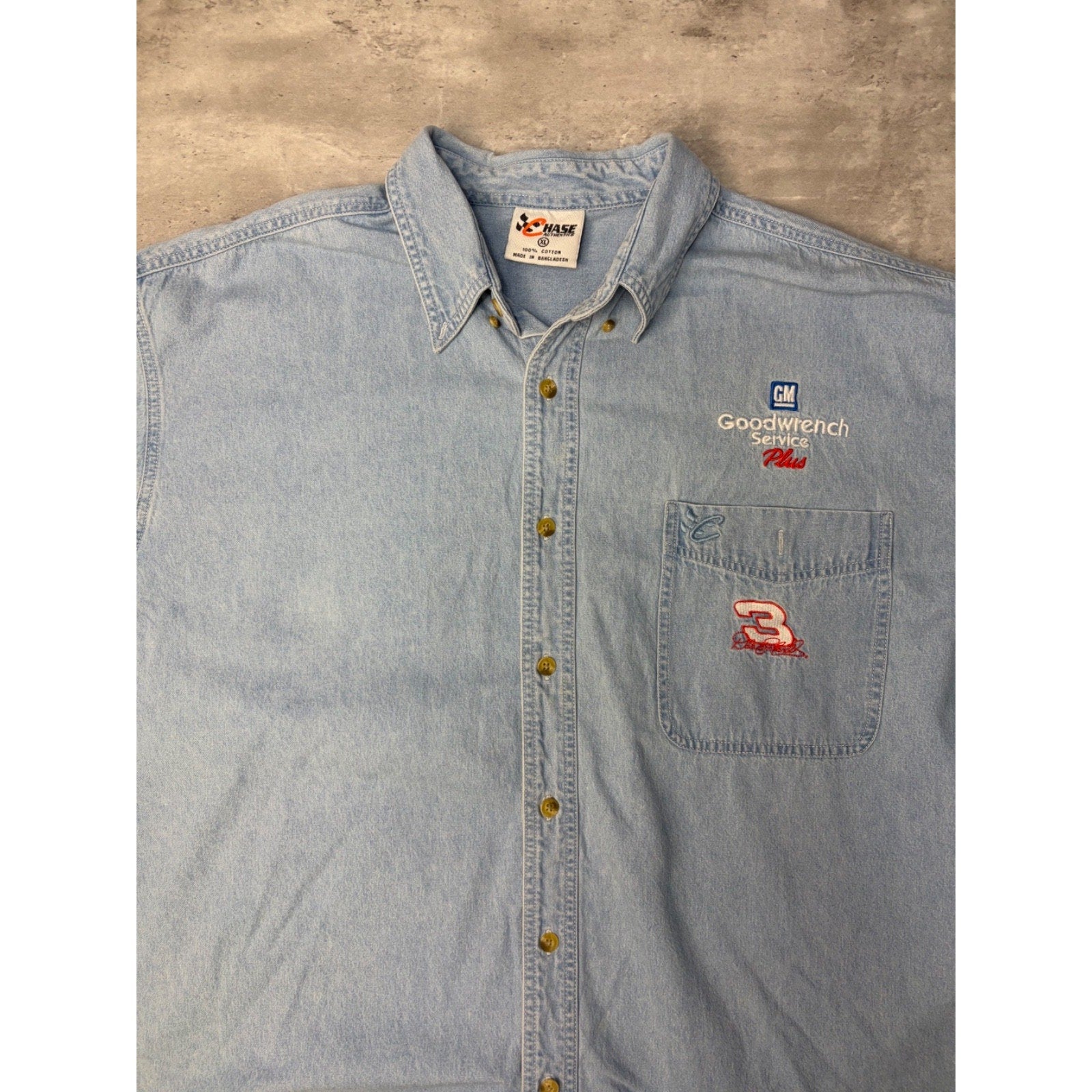 Vintage Dale Earnhardt #3 Nascar Embroidered Denim Button Up Shirt Size XL