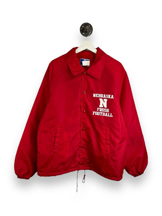 Vintage 90s Nebraska Football NCAA Nylon Fleece Lined Coaches Jacket Size Large