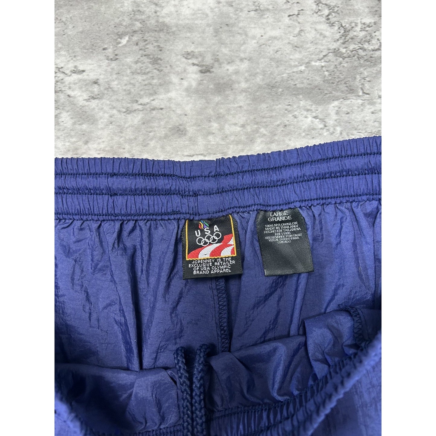 Vintage 90s Team USA Olympics Tonal Embroidered Logo Nylon Track Pants Sz Large