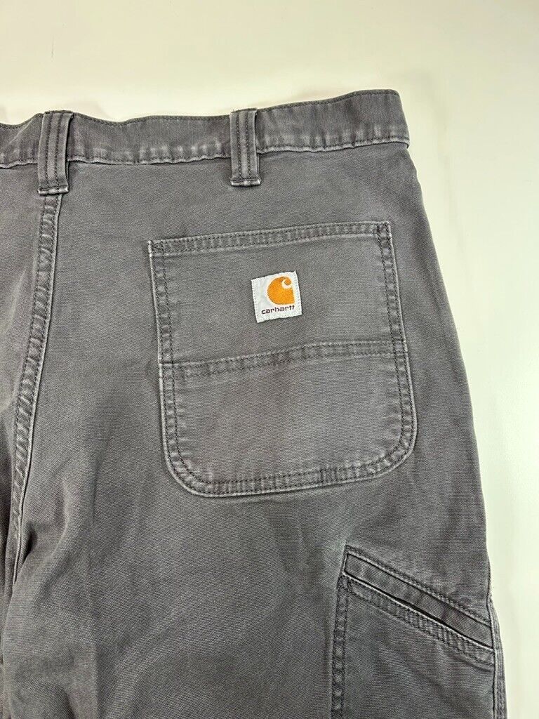 Carhartt Relaxed Fit Canvas Work Wear Five Pocket Work Wear Pants Size 38W Gray