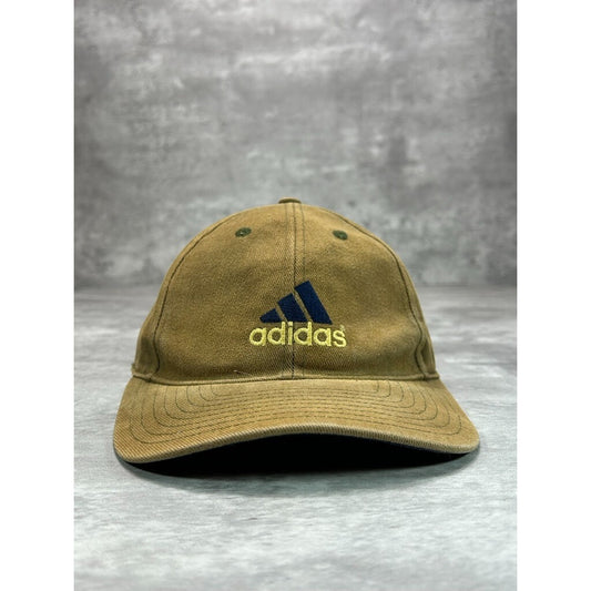 Vintage Adidas Embroidered Logo Spellout Earth Tones Fitted Snapback Hat 7 1/4
