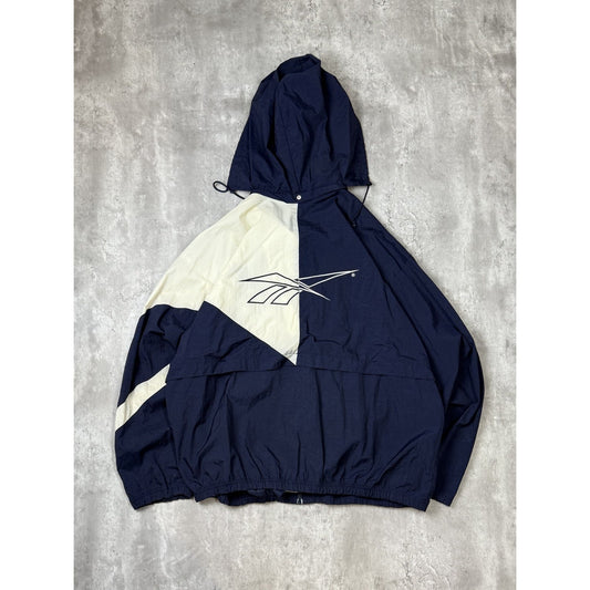 Vintage 90s Reebok Embroidered Logo Two Tone Nylon Windbreaker Jacket Size XL
