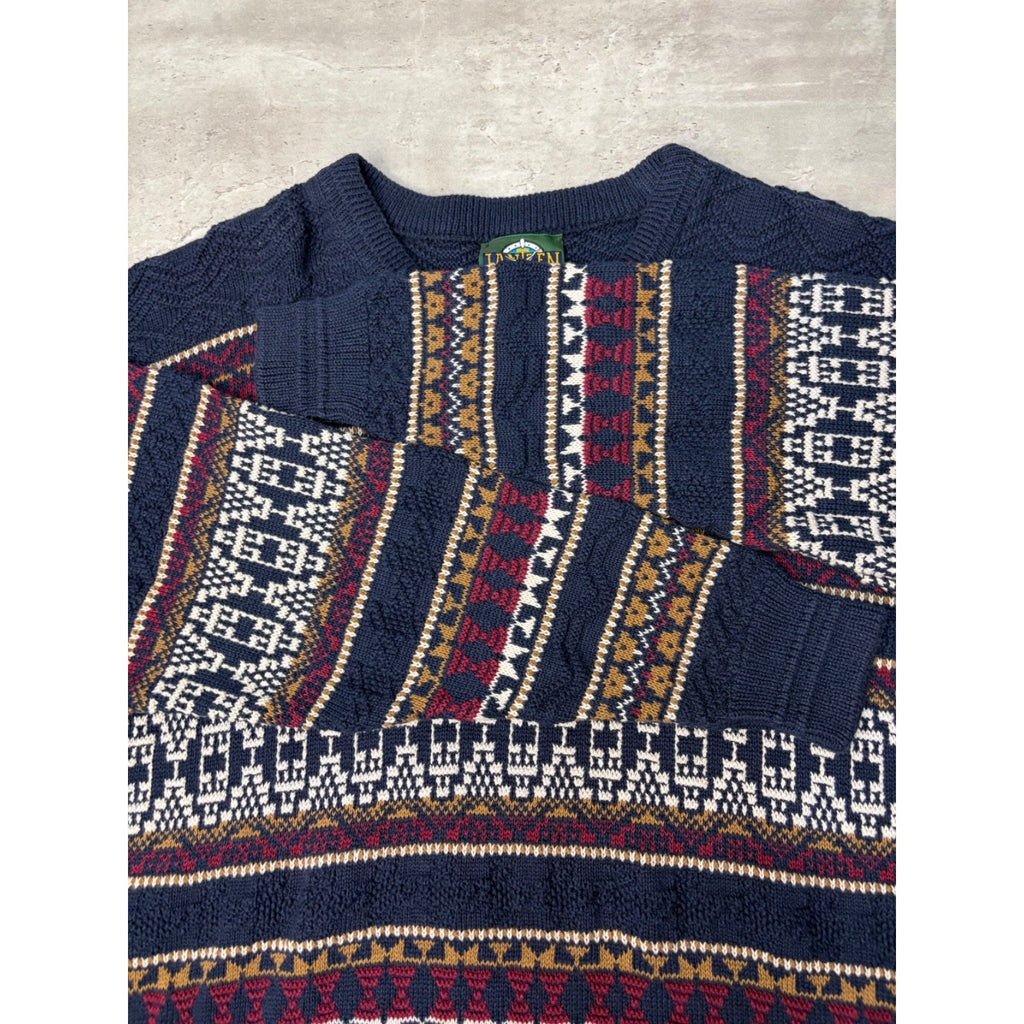 Vintage 90s Jantzen Abstract Pattern Textured Knit Sweater Size Large