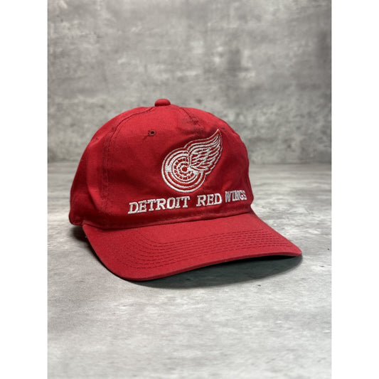 Vintage 90s Detroit Red Wings NHL Embroidered Logo Snapback Hat OSFA
