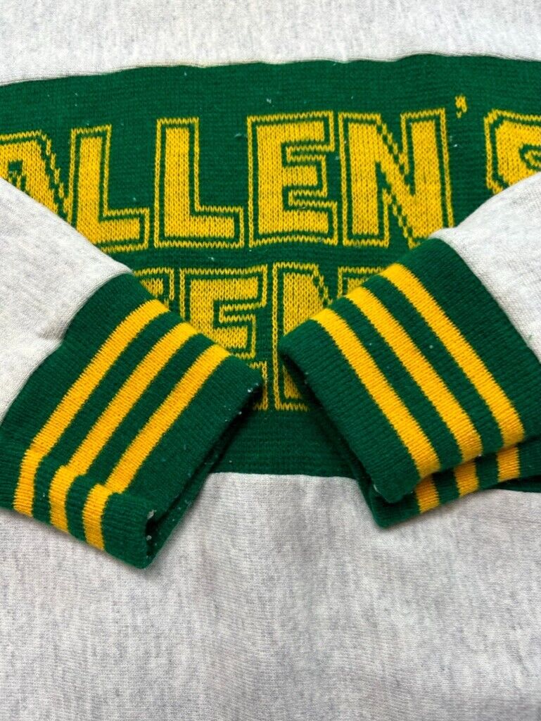 Vintage 90s Allens Avenue Knit Stripe Spellout Sweatshirt Size Large