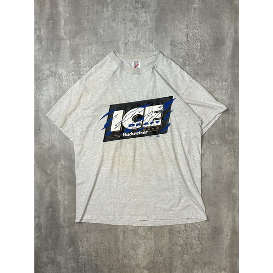 Vintage 1995 Budweiser Ice Draft Graphic Spellout Beer Promo T-Shirt Size XL