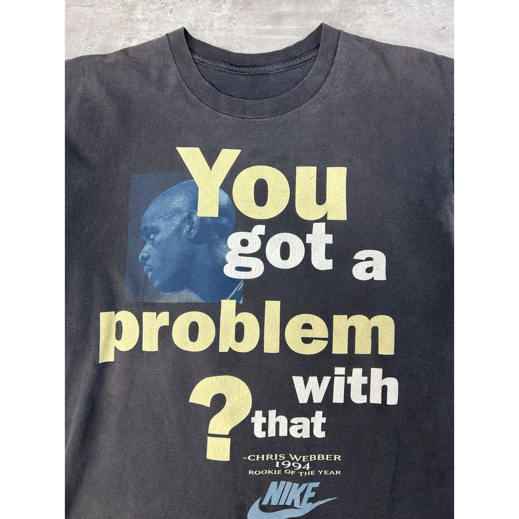 Vintage 1994 Chris Webber NBA Rookie Of The Year Nike Basketball T-Shirt Size XL