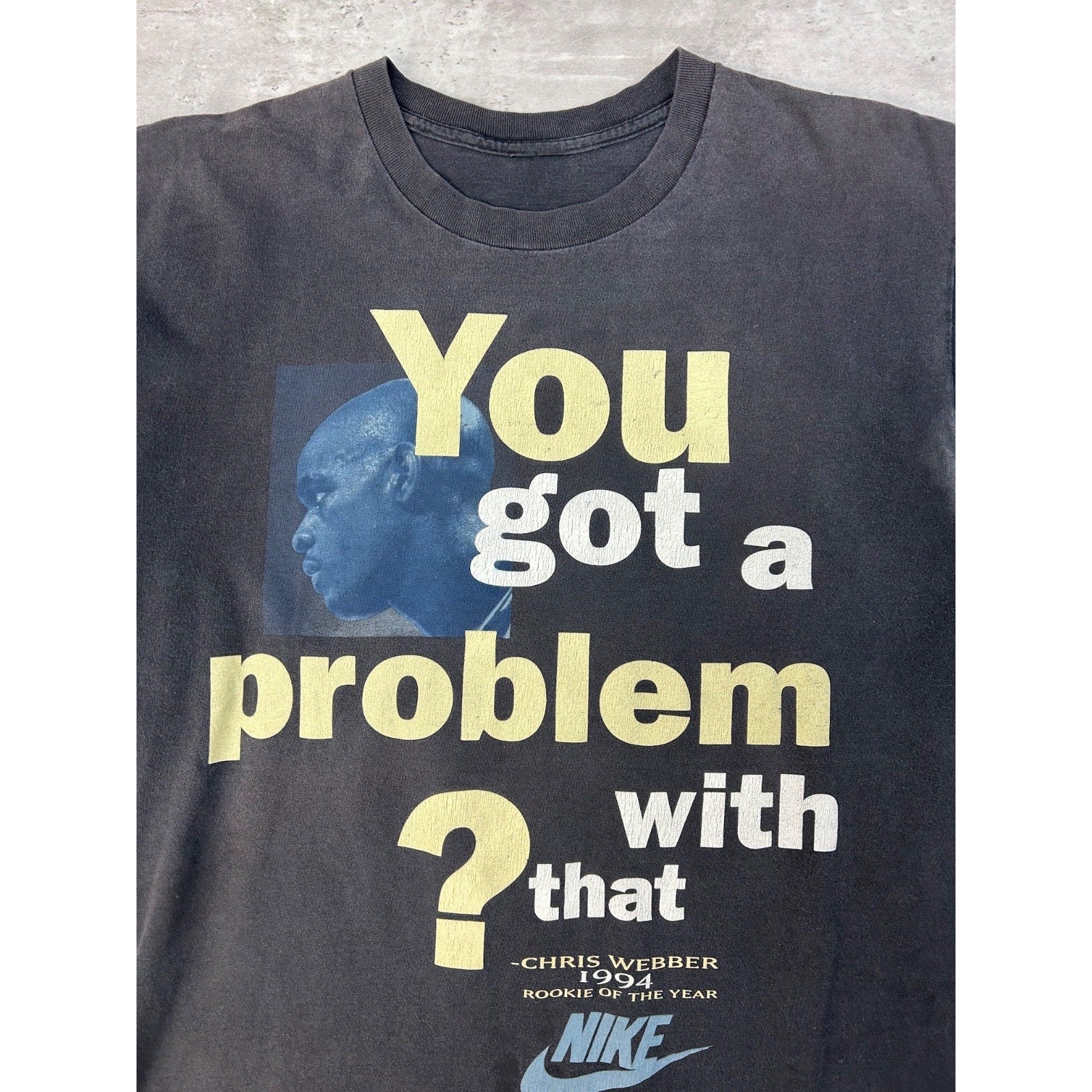 Vintage 1994 Chris Webber NBA Rookie Of The Year Nike Basketball T-Shirt Size XL