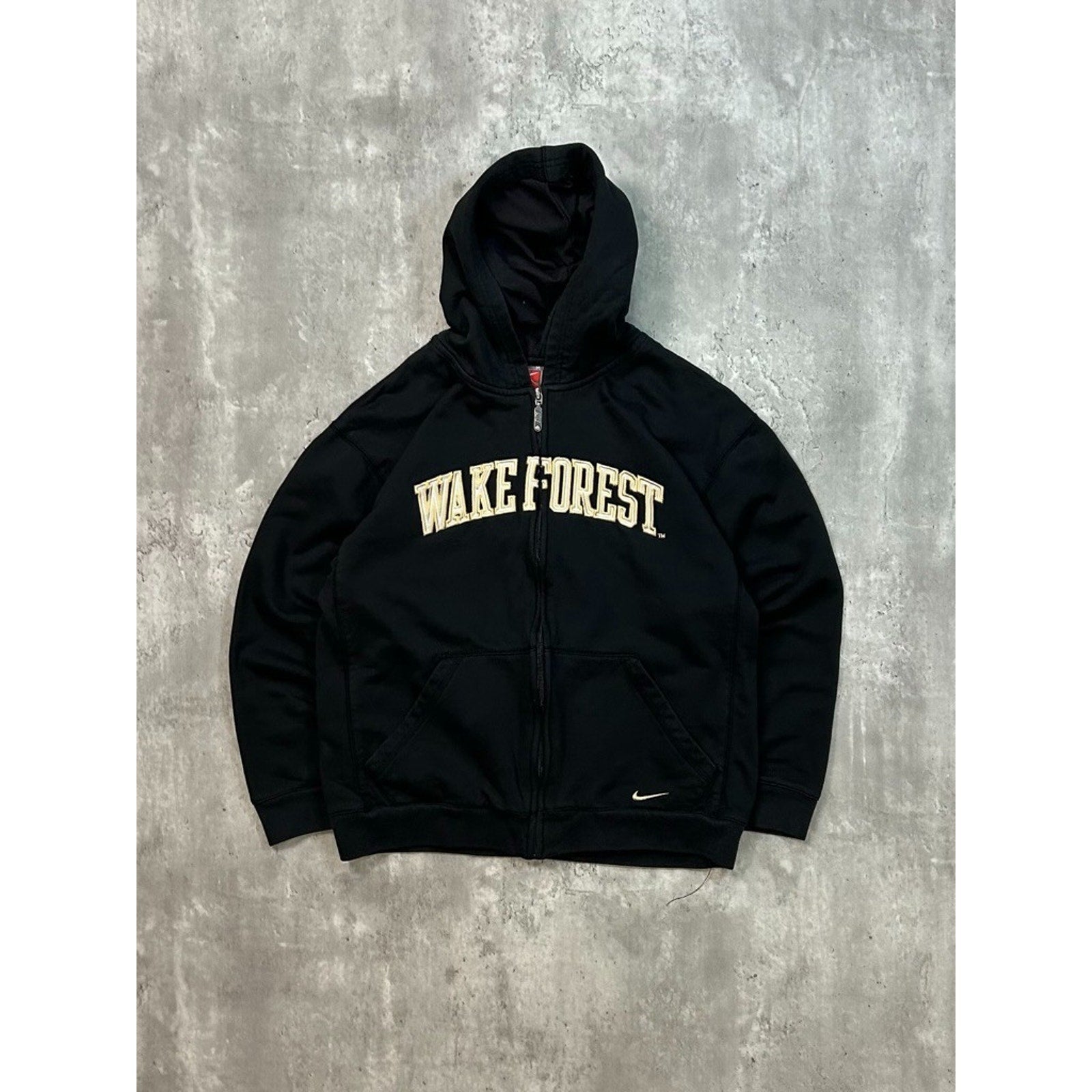 Vintage Wake Forest NCAA Full Zip Hooded Black Nike Sweatshirt Size Youth Medium