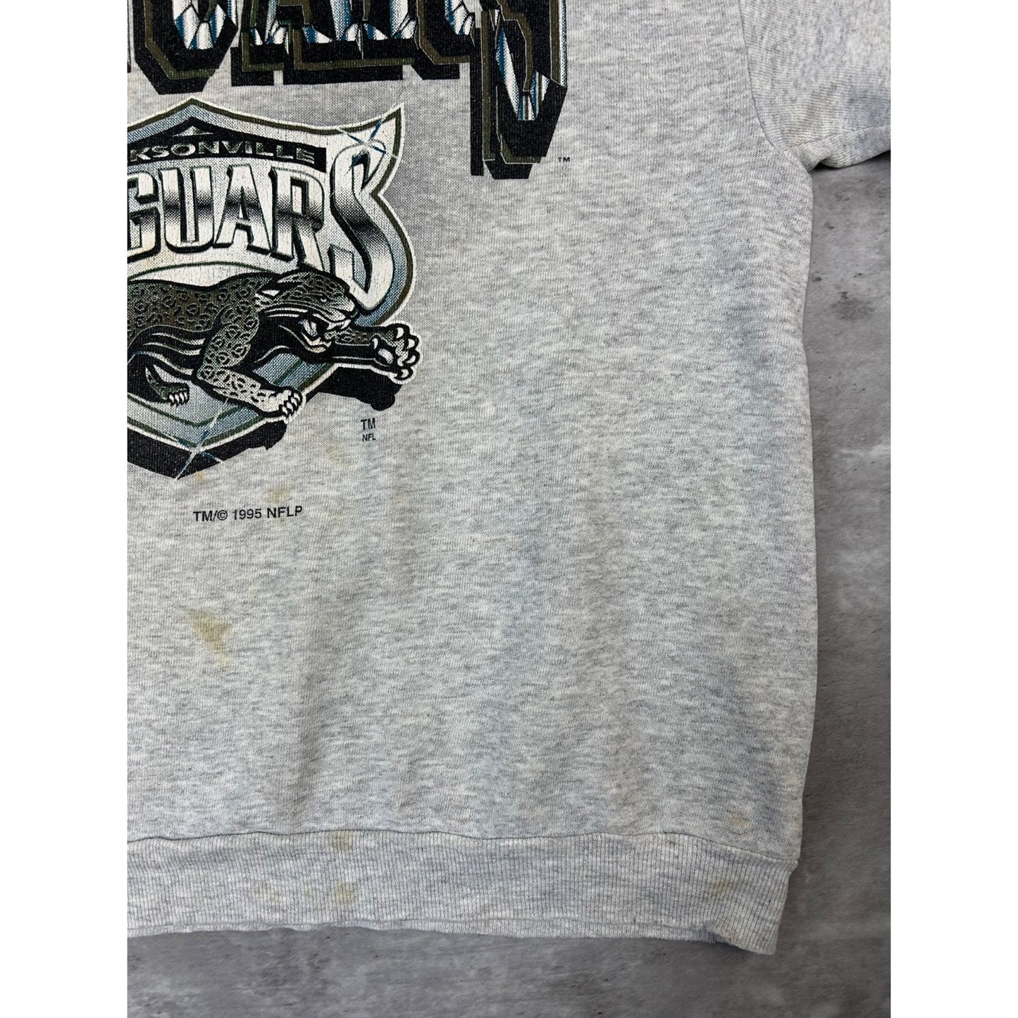Vintage 1995 Jacksonville Jaguars NFL Graphic Spellout Logo Sweatshirt Sz Large