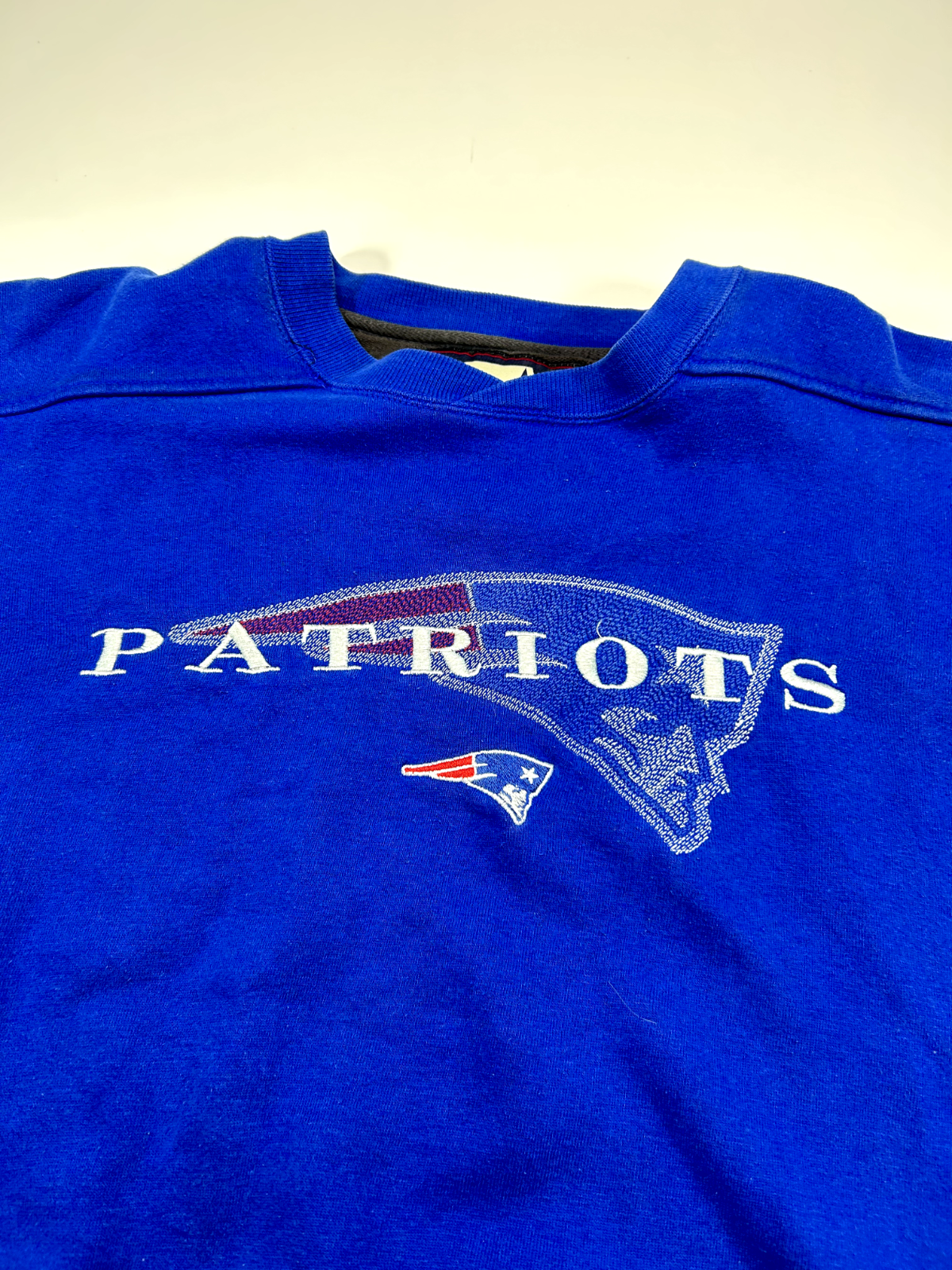 Vtg 90s New England Patriots Embroidered Spellout Starter Sweatshirt Sz Large