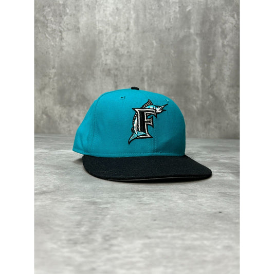 Vintage 90s Florida Marlins MLB Embroidered Logo Baseball Fitted Hat Size 7 1/4