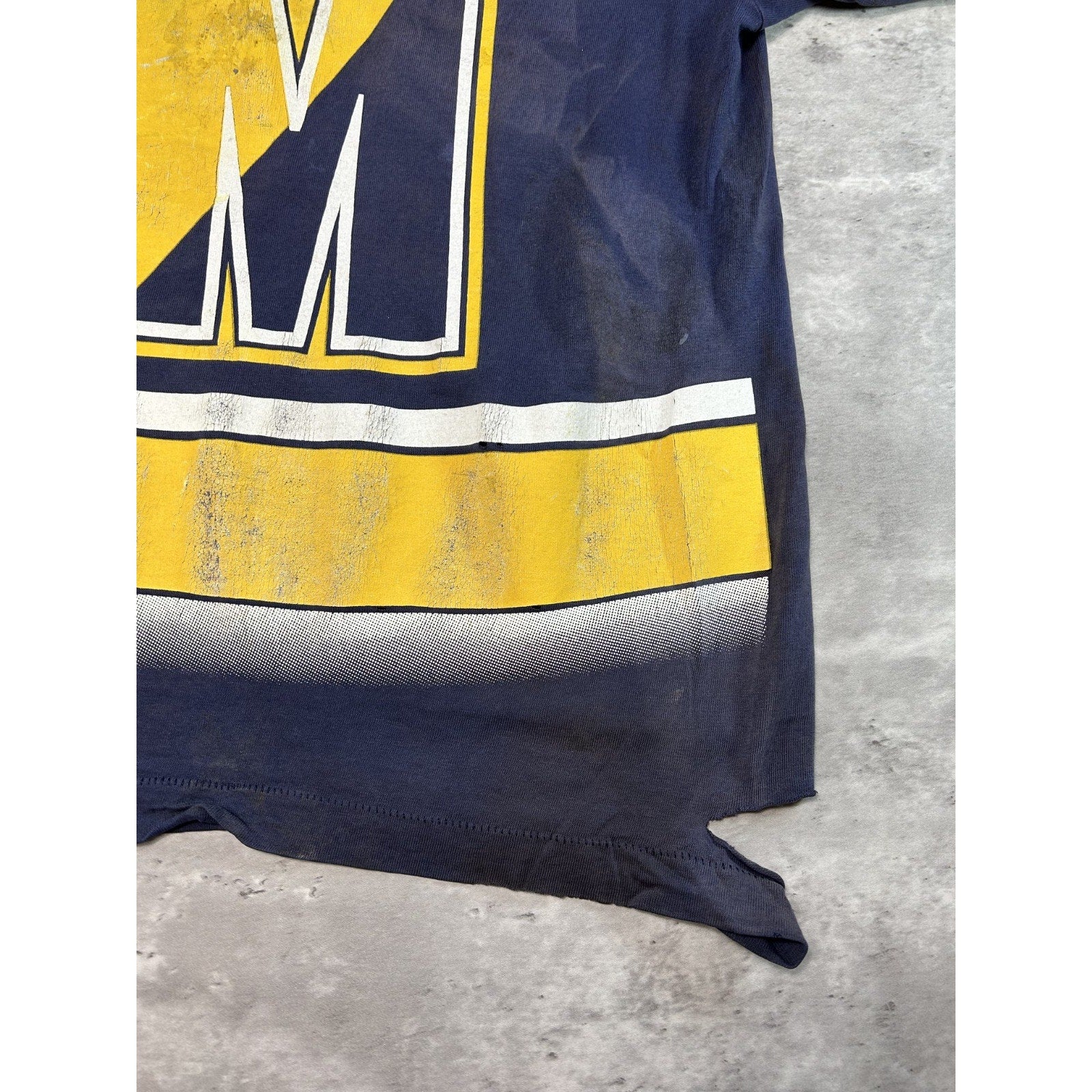 Vintage 90s Michigan Wolverines NCAA Jersey Style All Over Print T-Shirt Medium