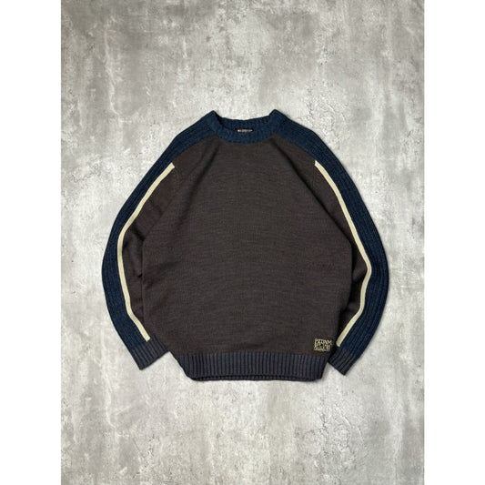 Vintage 2000s Point Zero Earth Tone Sleeve Striped Knit Sweater Size Large