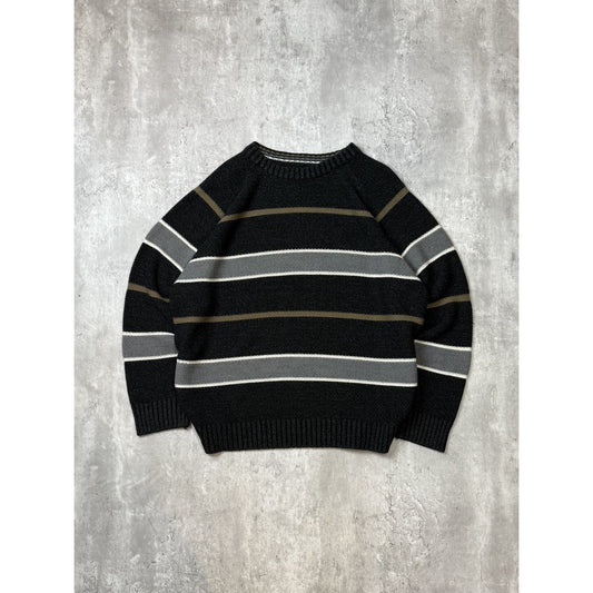 Vintage 90s Earth Tone Striped Pullover Knit Sweater Size Large