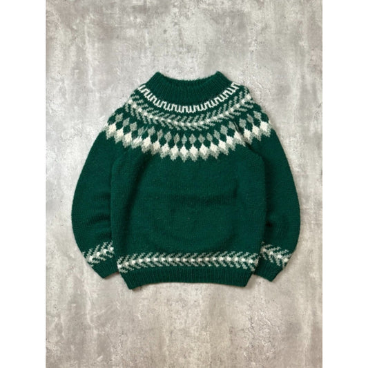 Vintage Heavyweight Geometric Striped Pullover Ribbed Sweater Size XL