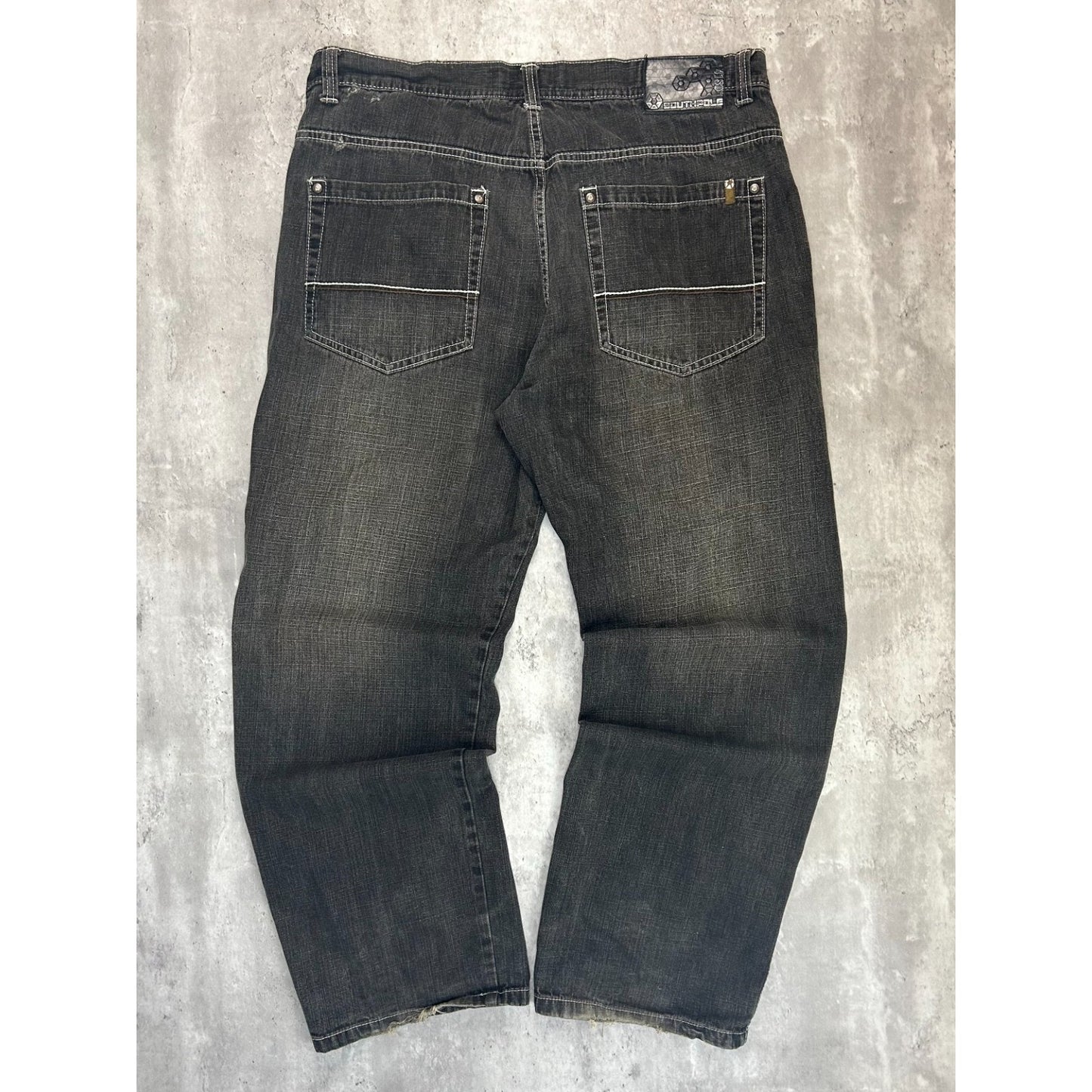 Vintage Y2K Southpole Faded Baggy Fit Black Denim Pants Size 42