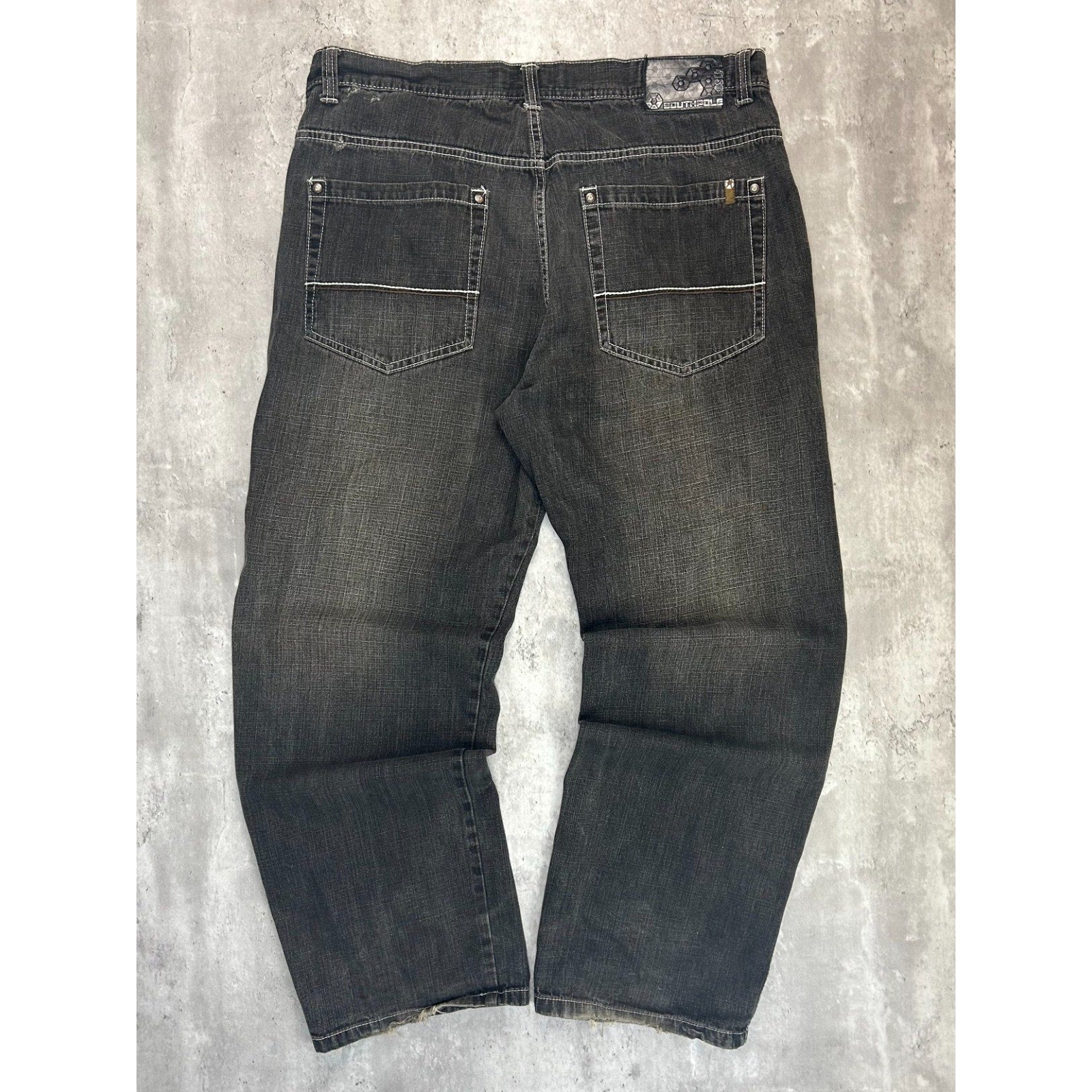 Vintage Y2K Southpole Faded Baggy Fit Black Denim Pants Size 42
