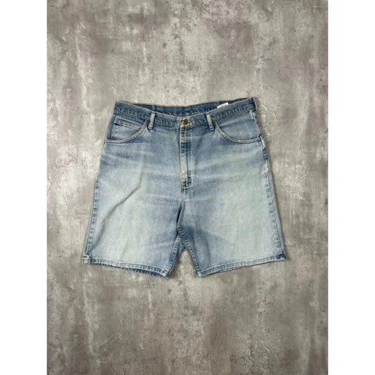 Vintage Wrangler Faded Light Wash Denim Shorts Size 37 Blue