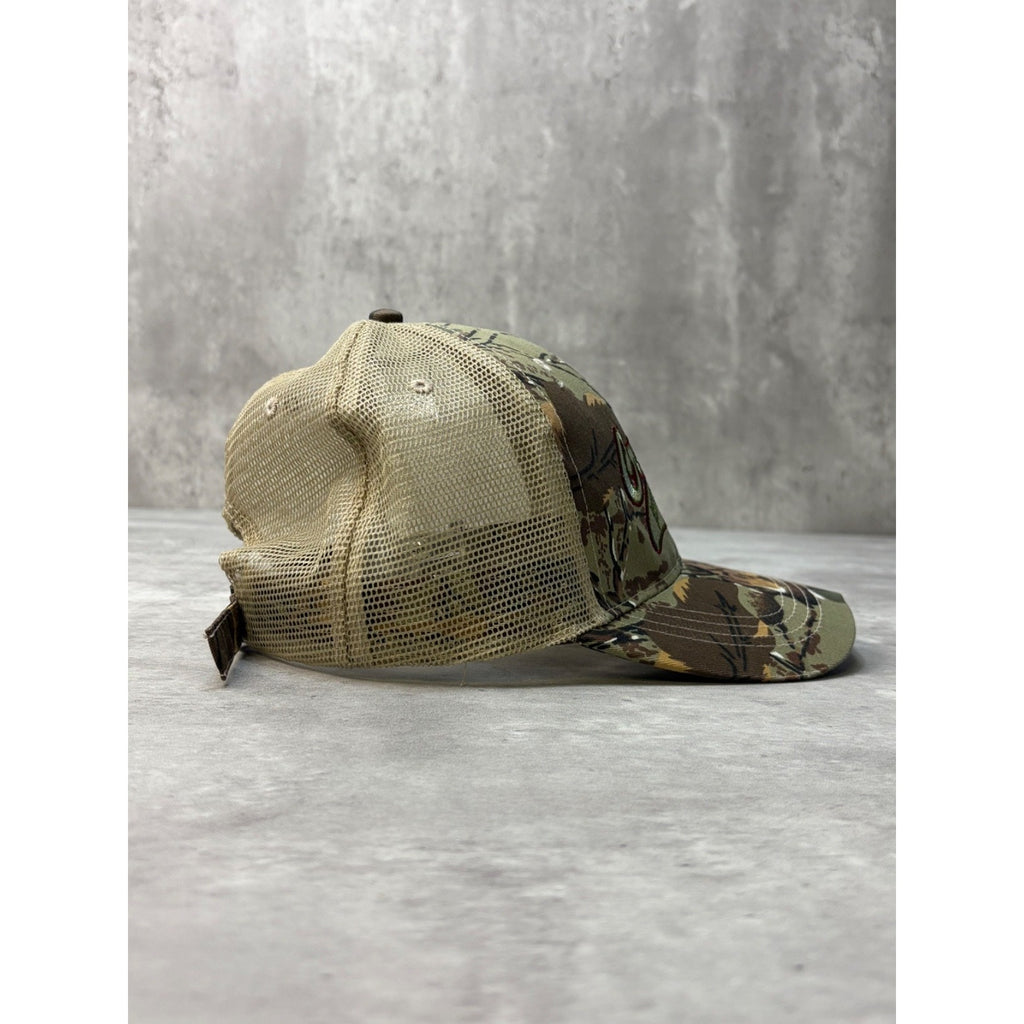 Vintage Crystal Beet Seeds Tree Camo Hunting Trucker Strapback Hat OSFA