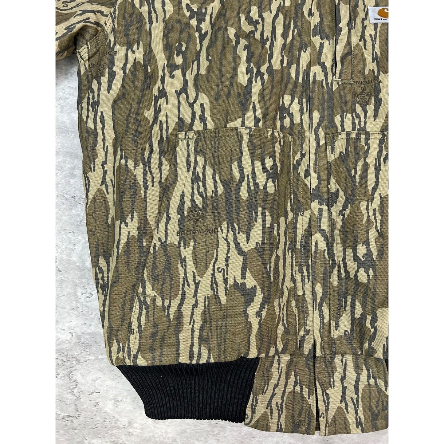 Carhartt Canvas Workwear Mossy Oak Bottomland Hooded Bomber Jacket Size Medium