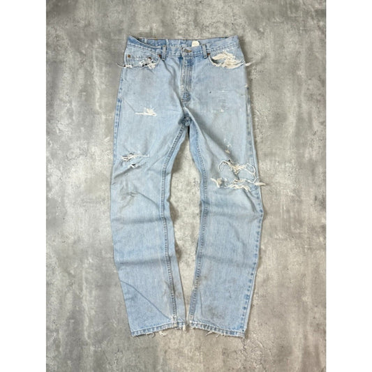 Vintage 90s Levis 505 Red Tab Light Wash Distressed Denim Pants Size 34