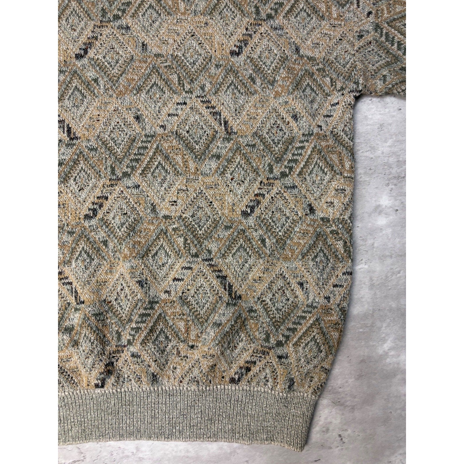 Vintage 90s TSR Diamond Print Collared Pullover Knit Sweater Size XL