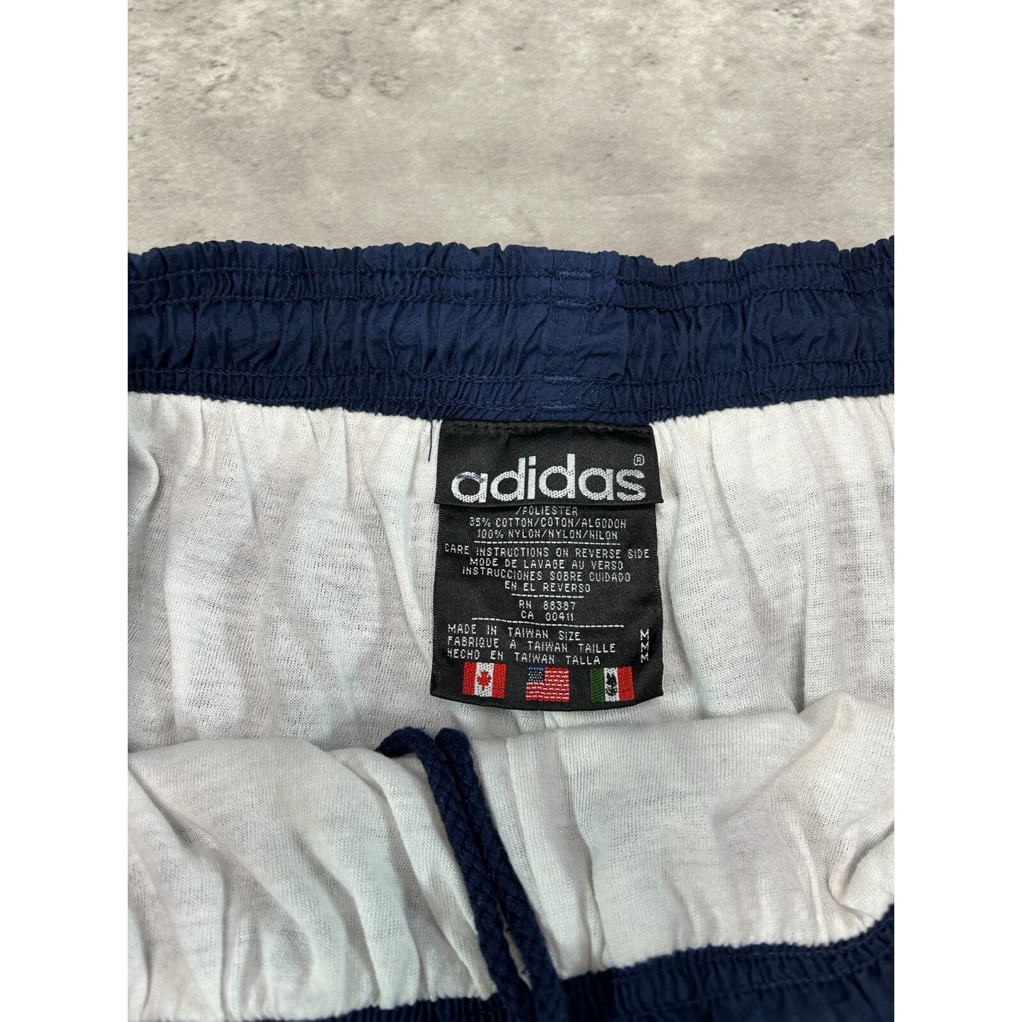 Vintage 90s Adidas Nylon Athletic Track Pants Size Medium Navy Blue