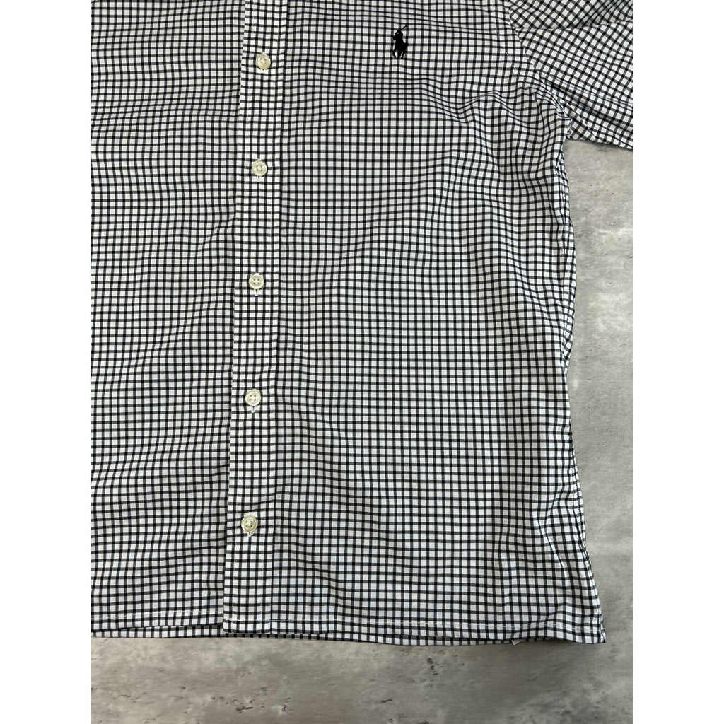 Polo Ralph Lauren Checkered Print Reworked Cropped Button Up Shirt Size Small