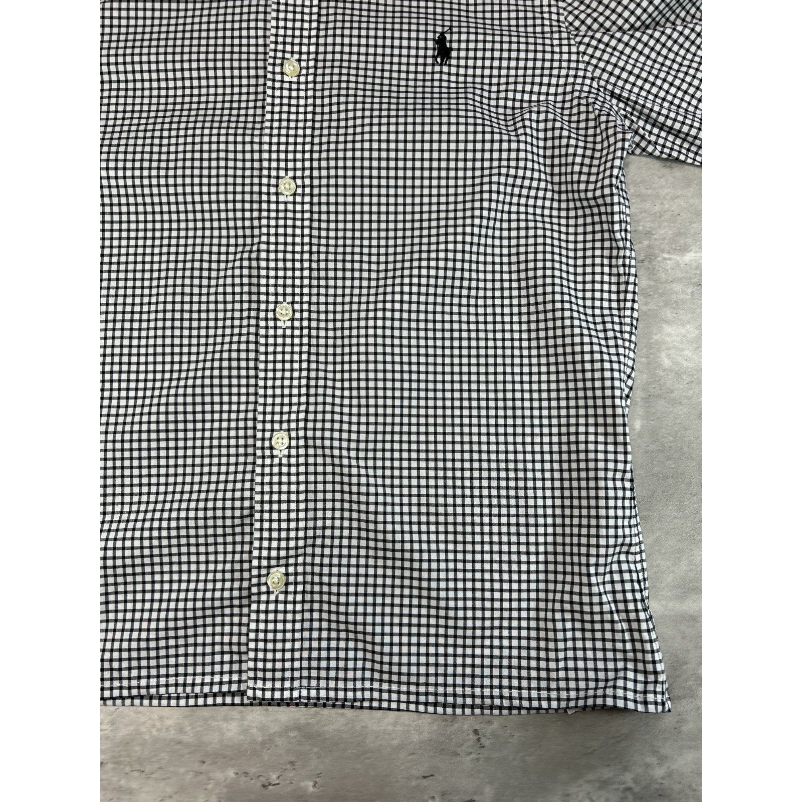 Polo Ralph Lauren Checkered Print Reworked Cropped Button Up Shirt Size Small