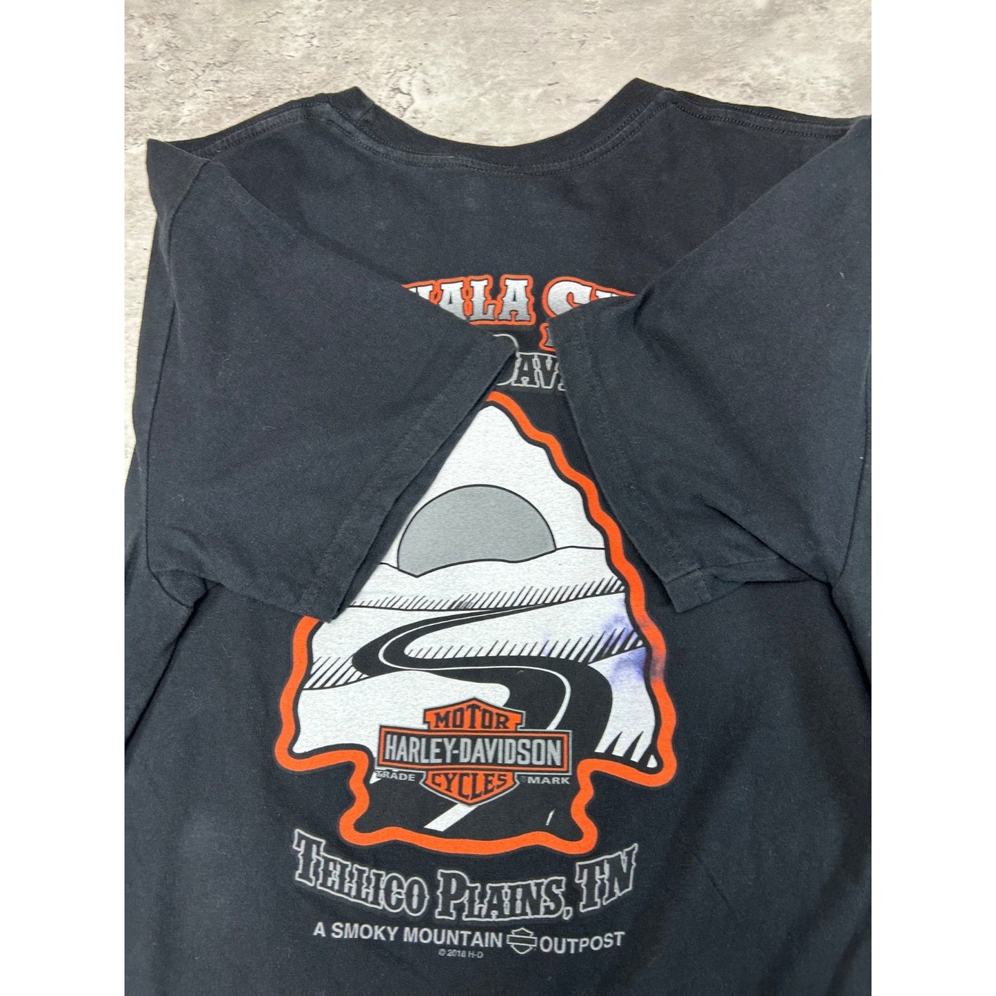 Vintage Harley Davidson American Flag Spellout Graphic Motorcycle T-Shirt Sz XL