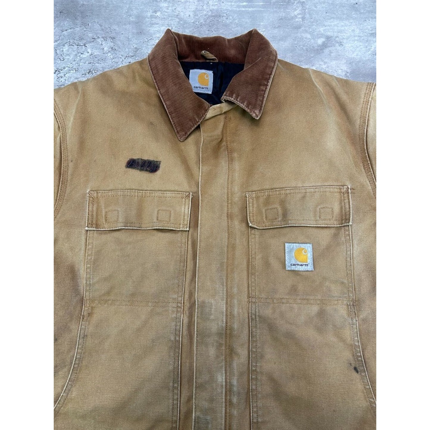 Vintage Carhartt Insulated Canvas Workwear Arctic Jacket Size XL Beige